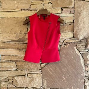 BCBG Red Sleeveless Zip Top